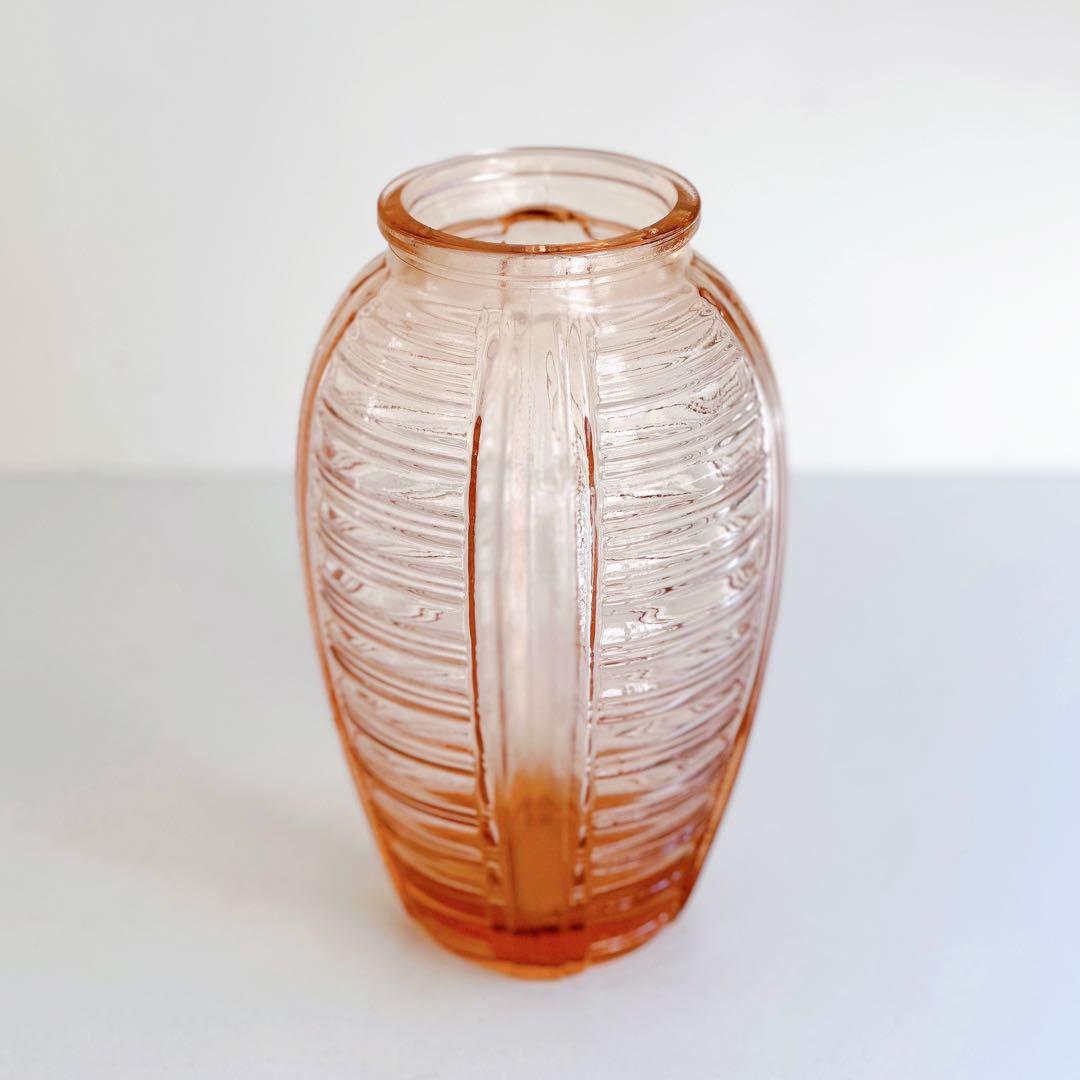 ヴィンテージ ピンクガラスのフラワーベース 花瓶 アール・デコ フランス