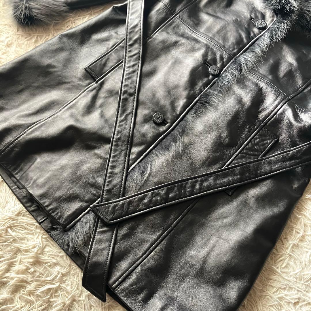 ✨極美品✨BALMAIN ラムレザージャケット フォックスファー 13号