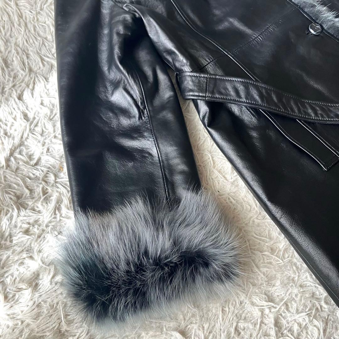 ✨極美品✨BALMAIN ラムレザージャケット フォックスファー 13号