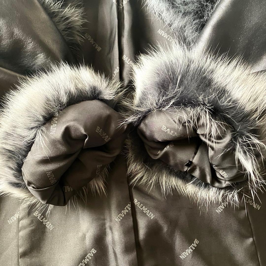 ✨極美品✨BALMAIN ラムレザージャケット フォックスファー 13号