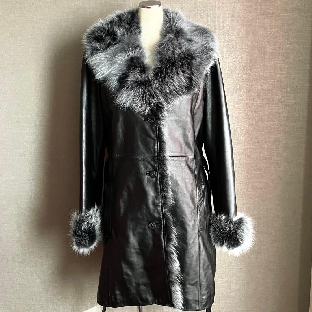 ✨極美品✨BALMAIN ラムレザージャケット フォックスファー 13号