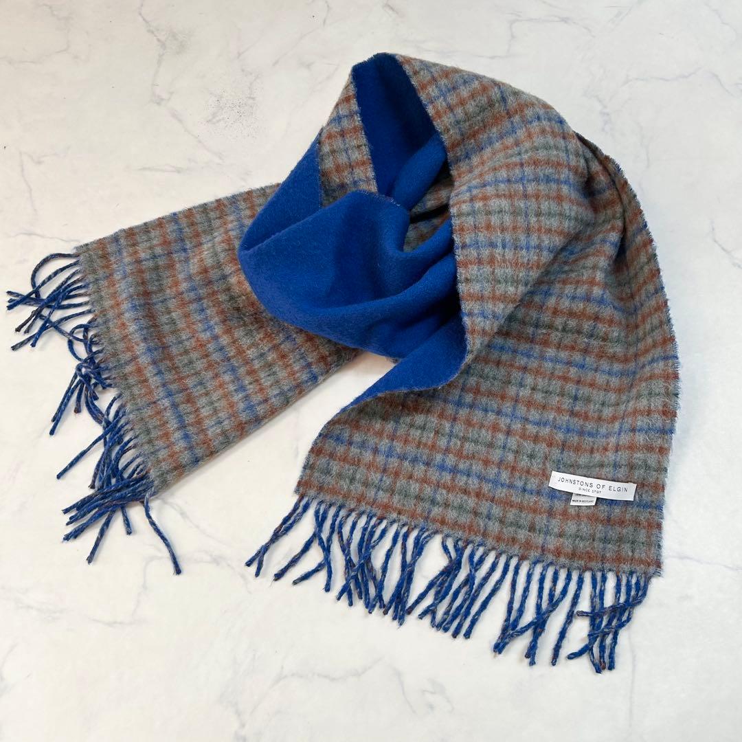 【Drawer別注】JOHNSTONS OF ELGINカシミヤチェックマフラー