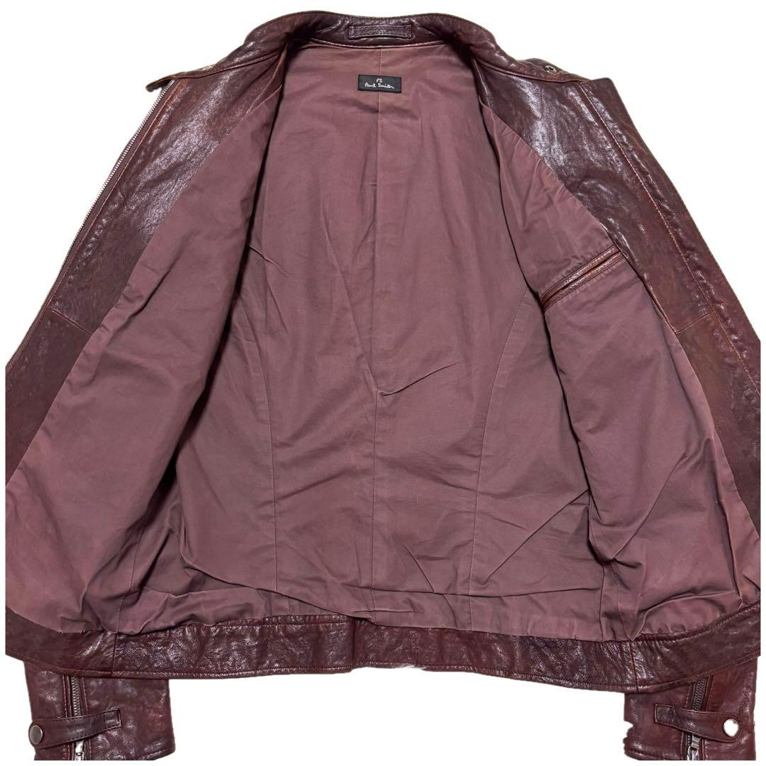 ✨激シブ✨PS PAUL SMITH シングルライダースジャケット　艶あり　M