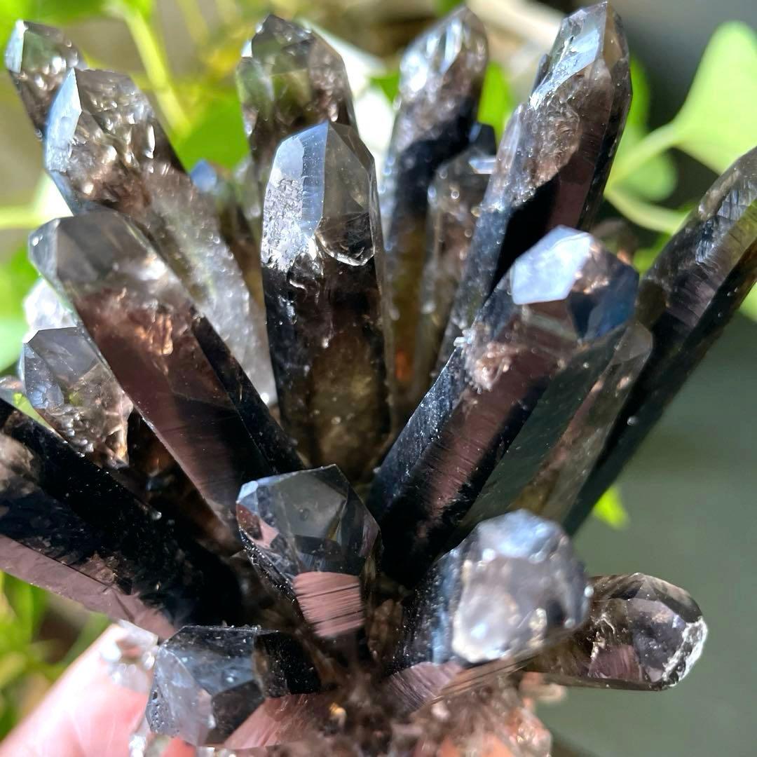 黒水晶　モリオン　スモーキークォーツ　煙水晶　天然石　パワーストーン　クラスター