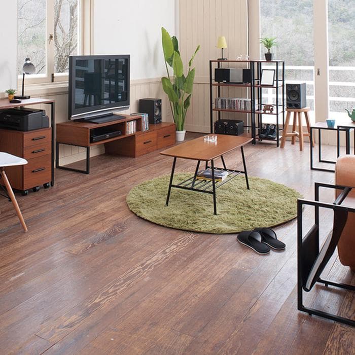 【新品・送料無料】ジャスティス　デスクラック 4段 木目 アイアン モダン 収納