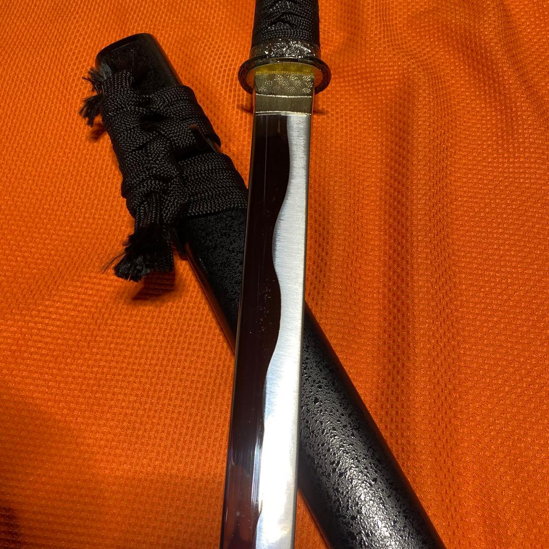 高級模造刀 黒柄黒鮫皮 鍔無し 忍者拵え 直刀