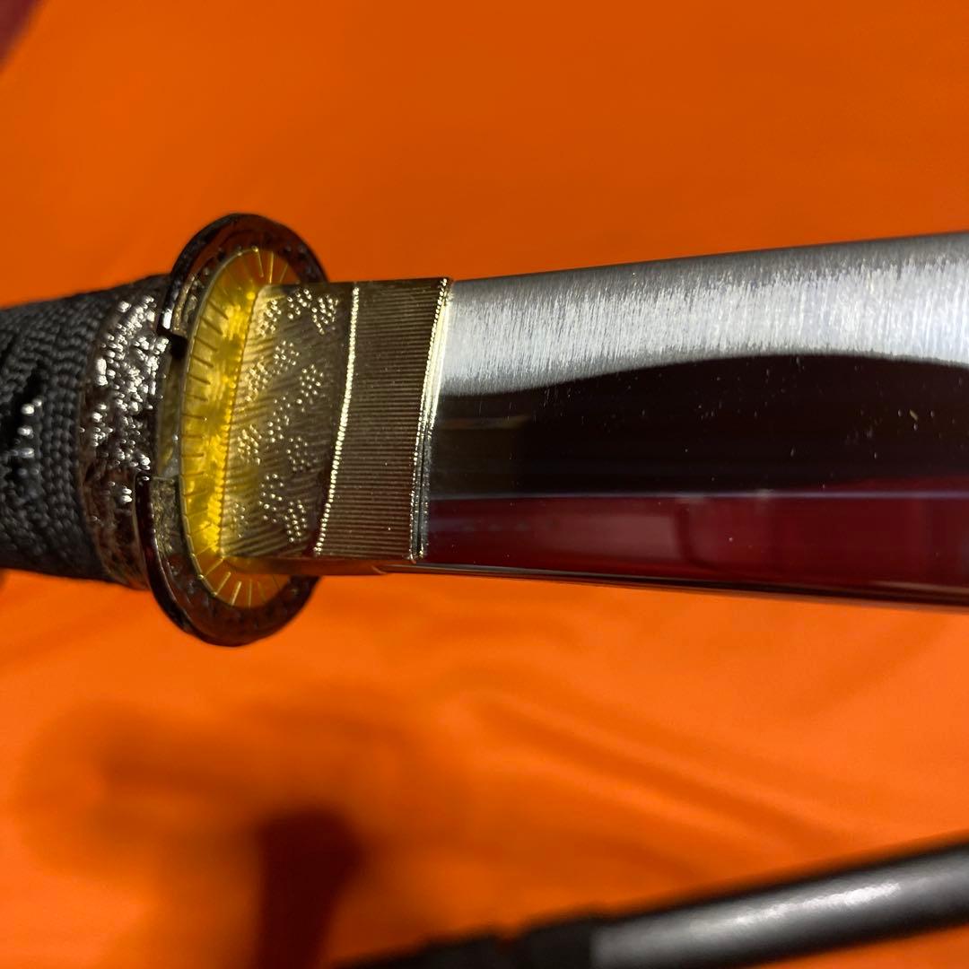 高級模造刀 黒柄黒鮫皮 鍔無し 忍者拵え 直刀
