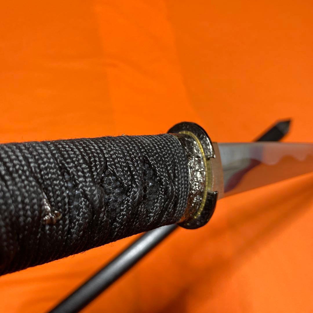 高級模造刀 黒柄黒鮫皮 鍔無し 忍者拵え 直刀