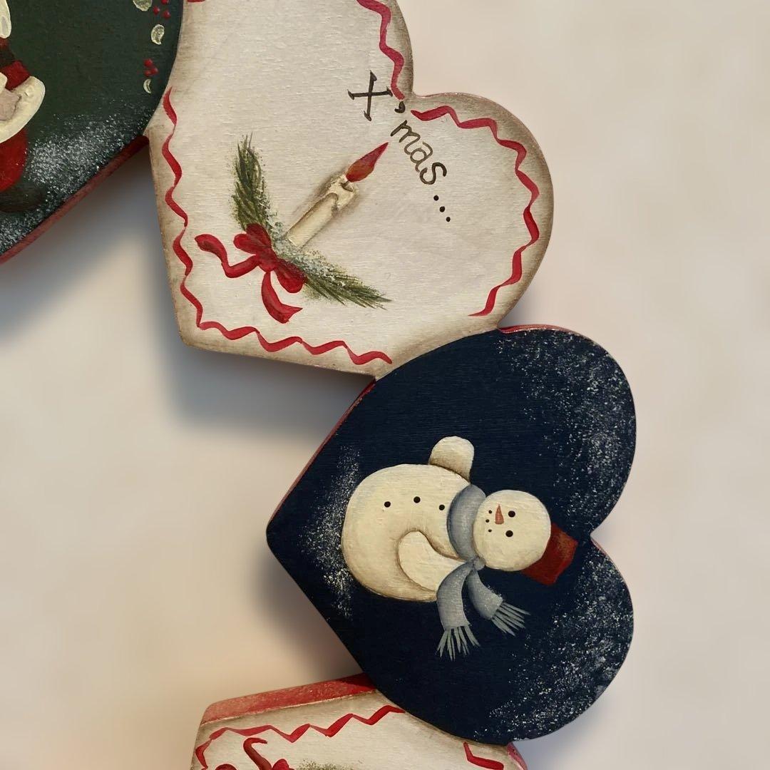 クリスマスリース ハート型 トールペイントサンタクロース