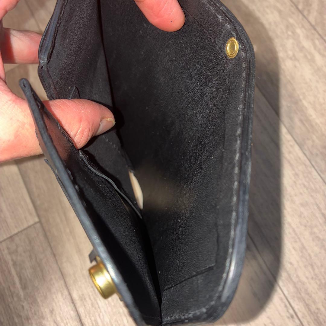 イタリアンレザー　ミドルトラッカーウォレット　真鍮　黒ステッチ　タイプB