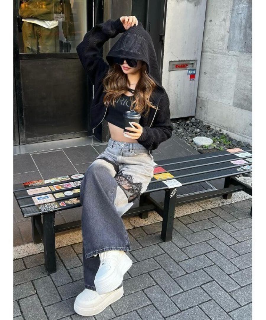 Darich ダーリッチ スカラップレースデニムロングパンツ