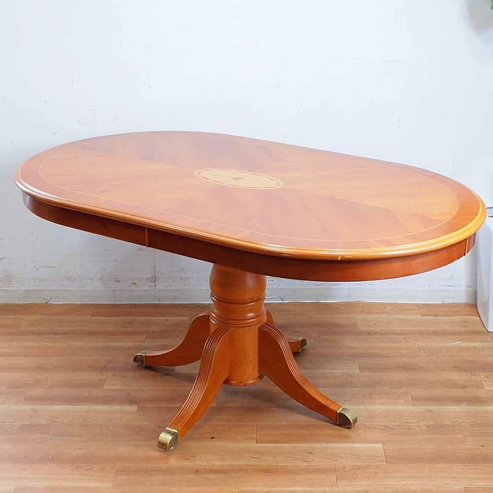 イタリアンクラシック 象嵌細工 ダイニングテーブル 楕円 クラシカル