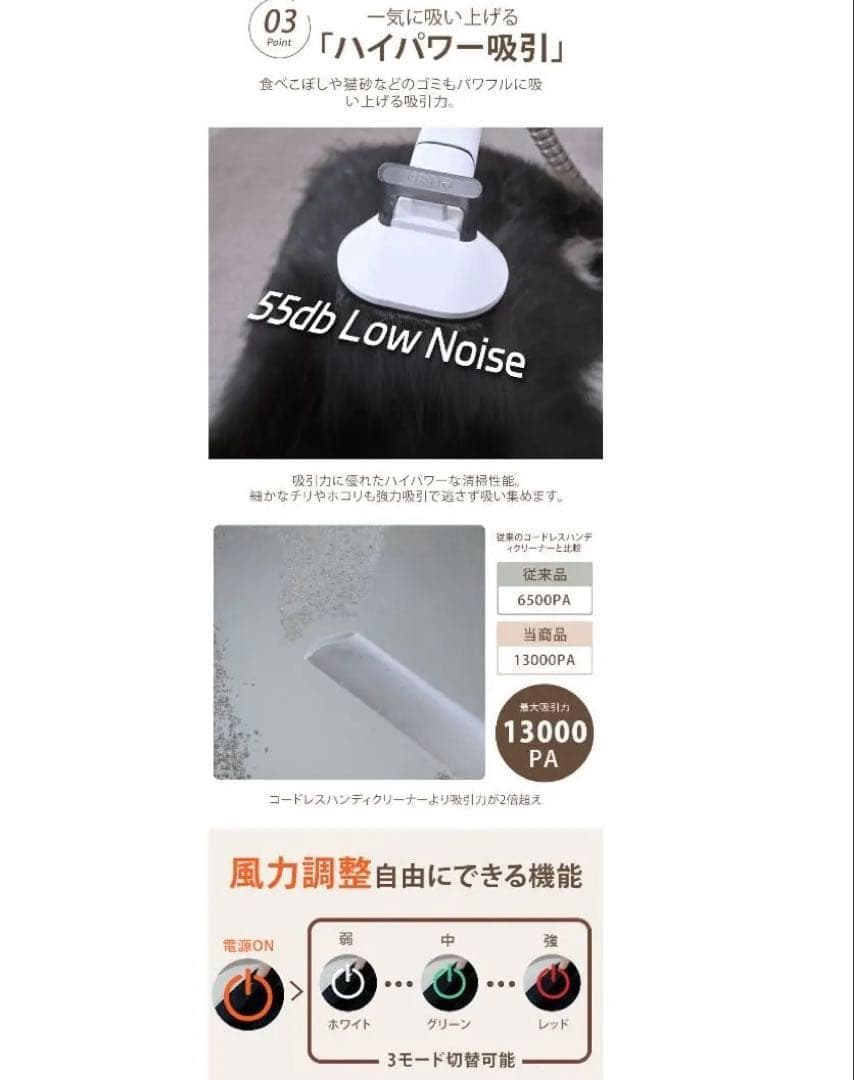 ペットバリカン【無線充電式ストレスフリー】 犬用 猫用 掃除機 5in1 静音