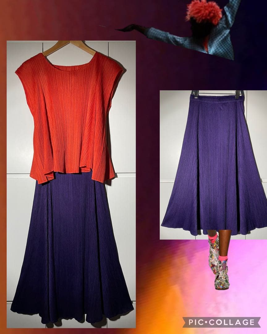 PLEATS PLEASE スカート パープル イッセイミヤケ