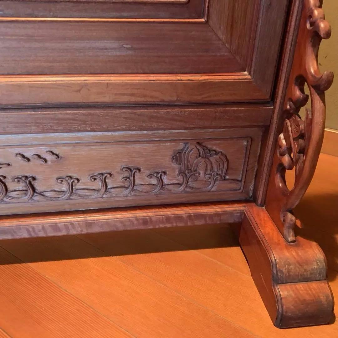 木製彫刻入り衝立　パーテーション