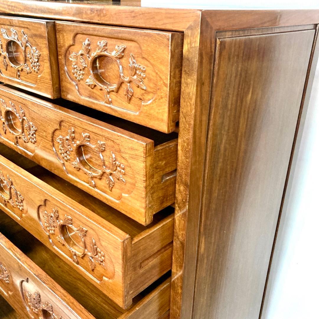 【美品】無垢材 タンス 箪笥 木製6段 引き出し 収納