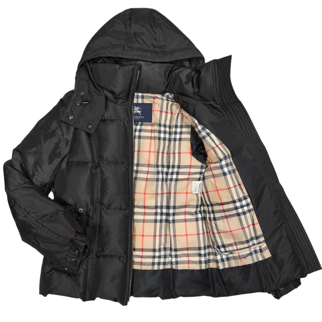 極美品 バーバリーロンドン ダウンジャケット 38 ノバチェック 黒 フォックス