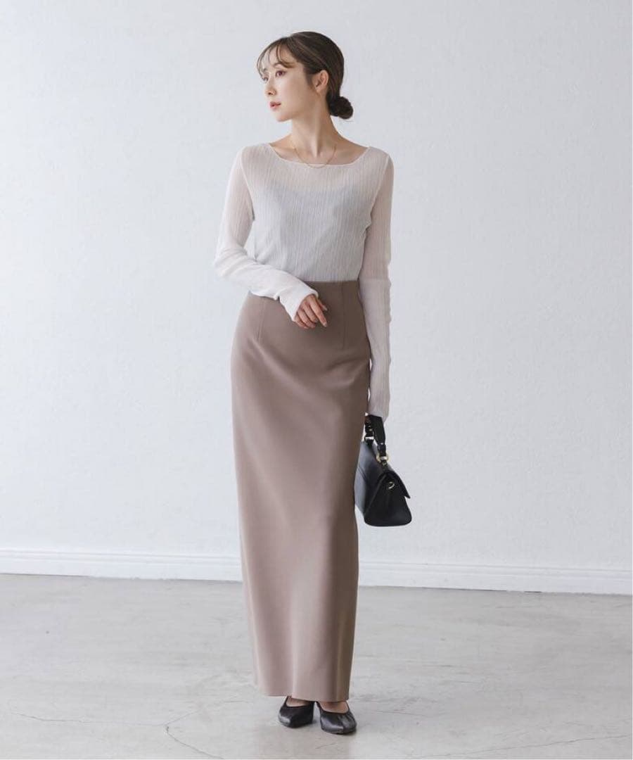 コンフォートジャージーライクタイトスカート ブラウンD 34 NOBLE