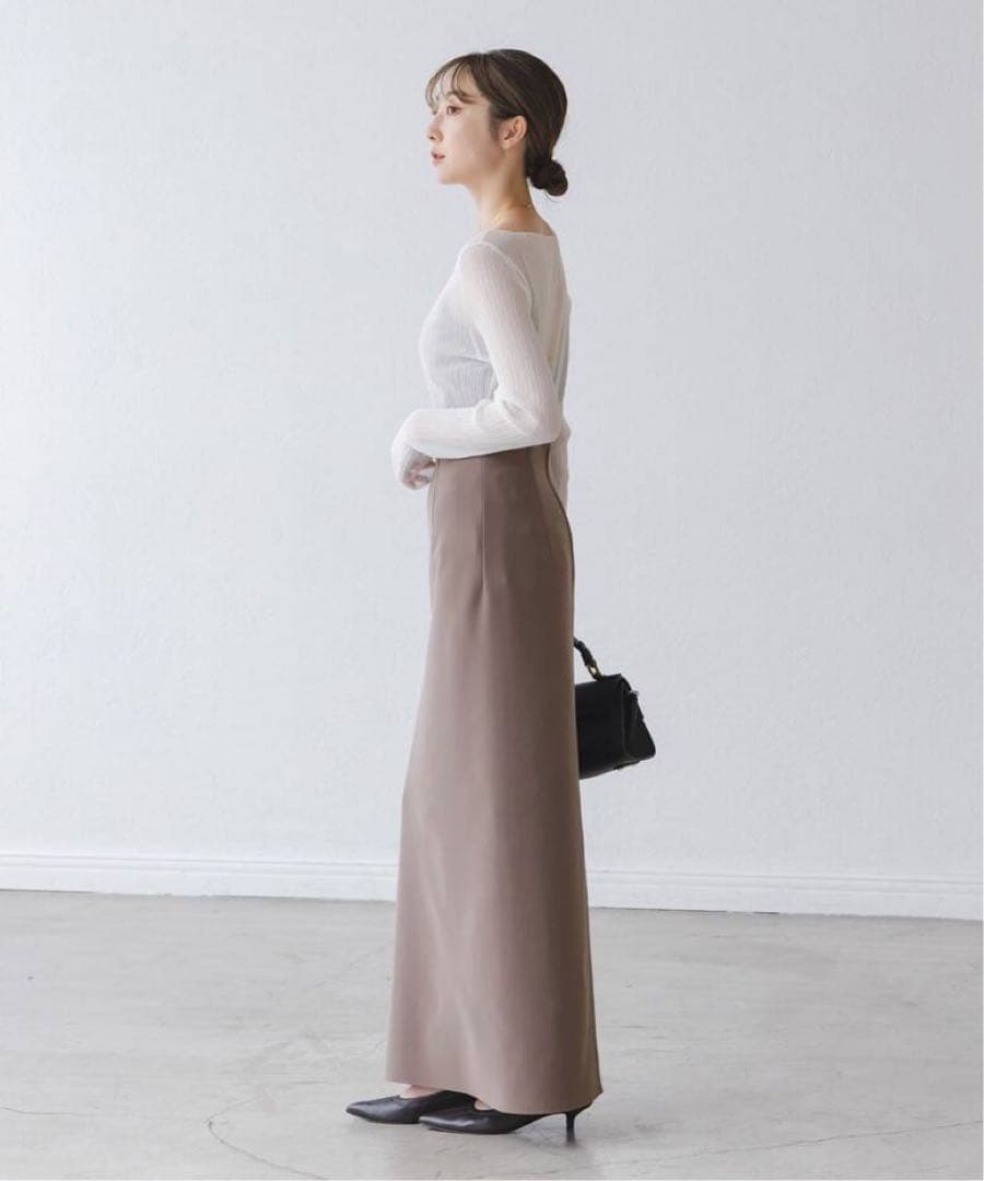 コンフォートジャージーライクタイトスカート ブラウンD 34 NOBLE