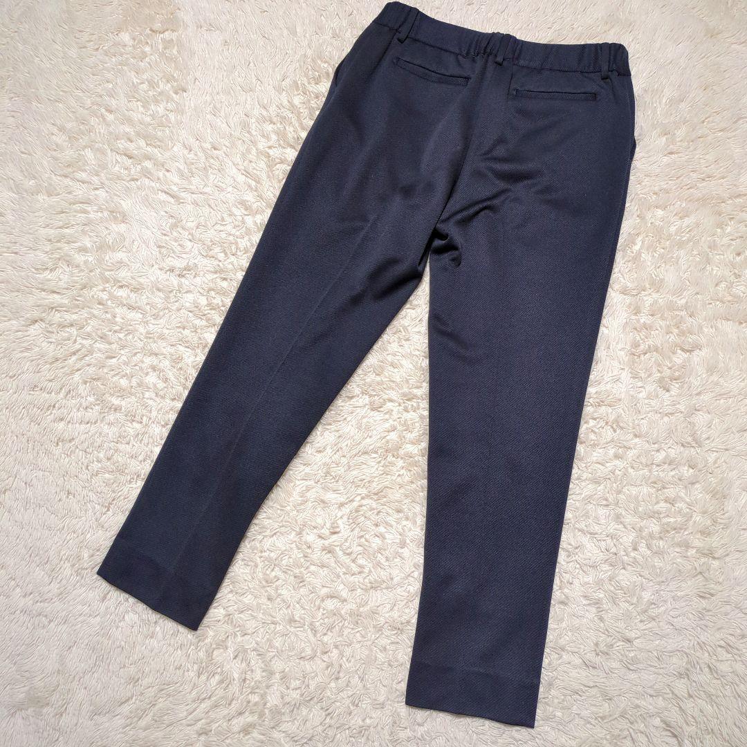 極美品！ORIHICA　ノーカラーパンツスーツセットアップ　M/L　濃紺　洗える