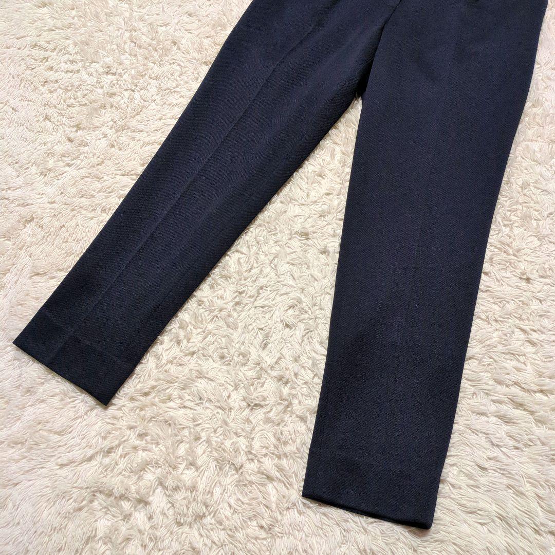 極美品！ORIHICA　ノーカラーパンツスーツセットアップ　M/L　濃紺　洗える