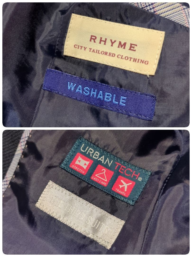 極美品！ORIHICA　ノーカラーパンツスーツセットアップ　M/L　濃紺　洗える