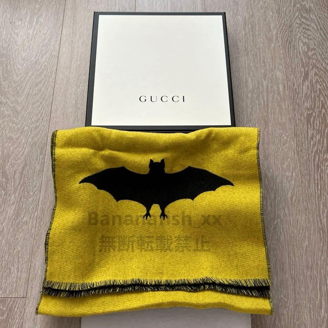 GUCCI バット ジャカード付き ウール スカーフ