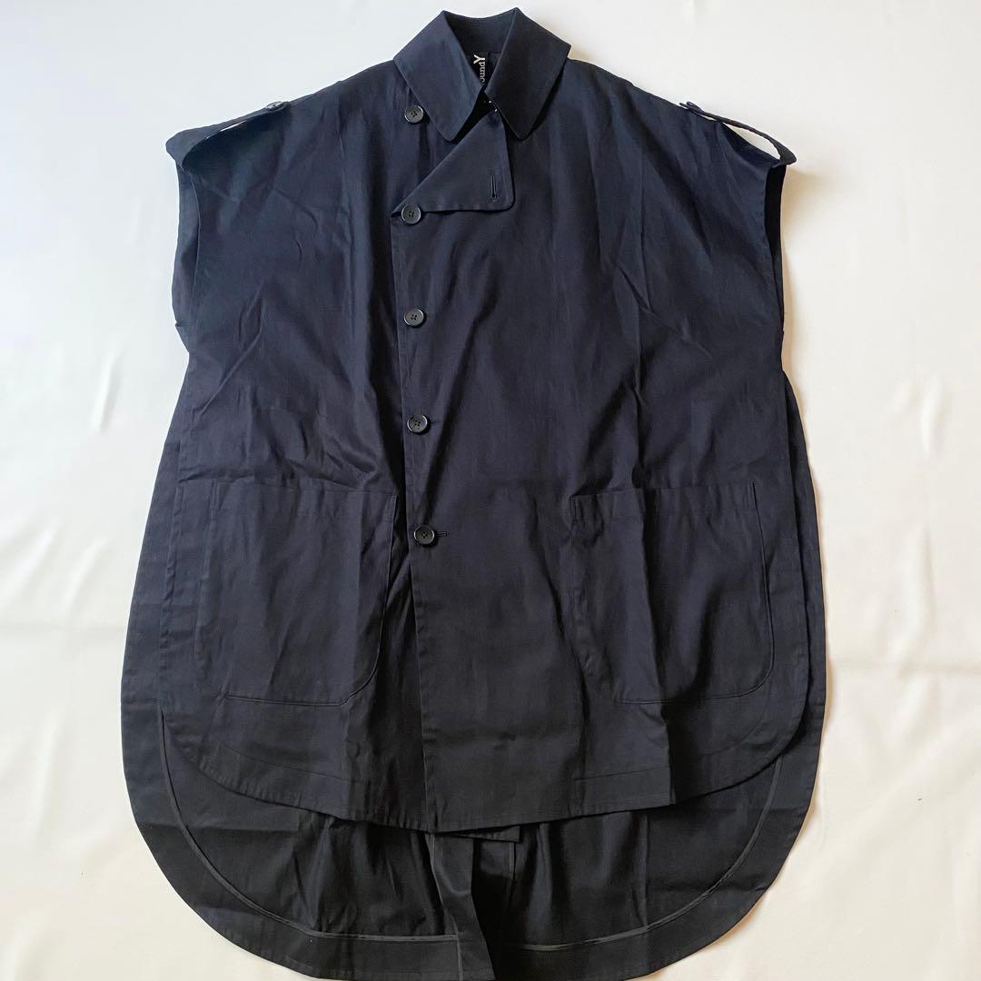 【美品】ヨウジヤマモト グラウンドワイ　ロングトレンチコート　ジレ　ノースリーブ
