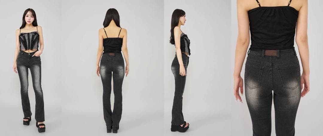 ダーリッチ darich ブラストフレアデニムパンツ ブラック BLK XS
