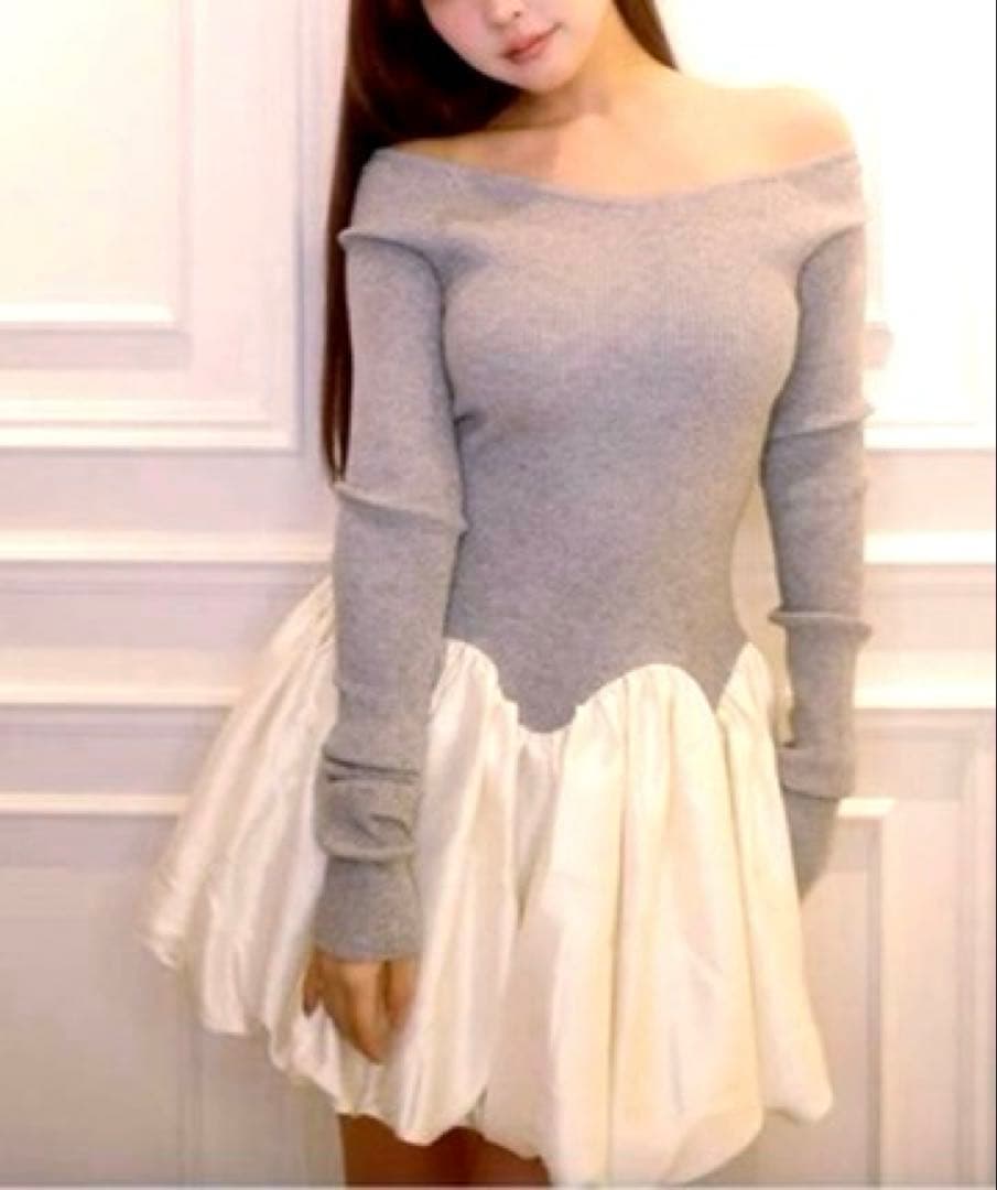 ミストレアス　Scalloped Balloon Knit Dress 三上悠亜