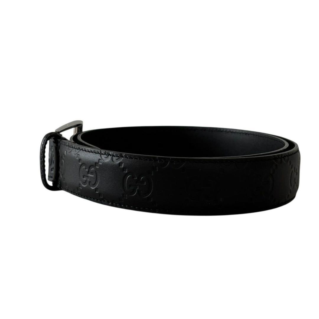 GUCCI グッチ 480199 グッチシマ ベルト ロゴ レザー ブラック