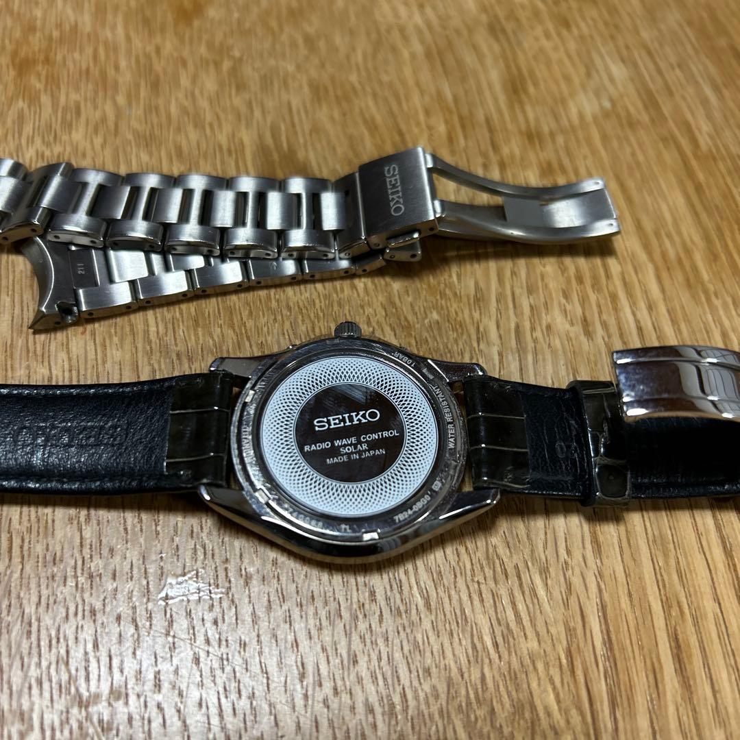 SEIKO DOLCE チタン電波ソーラー　クロコダイル　Dバックルベルト