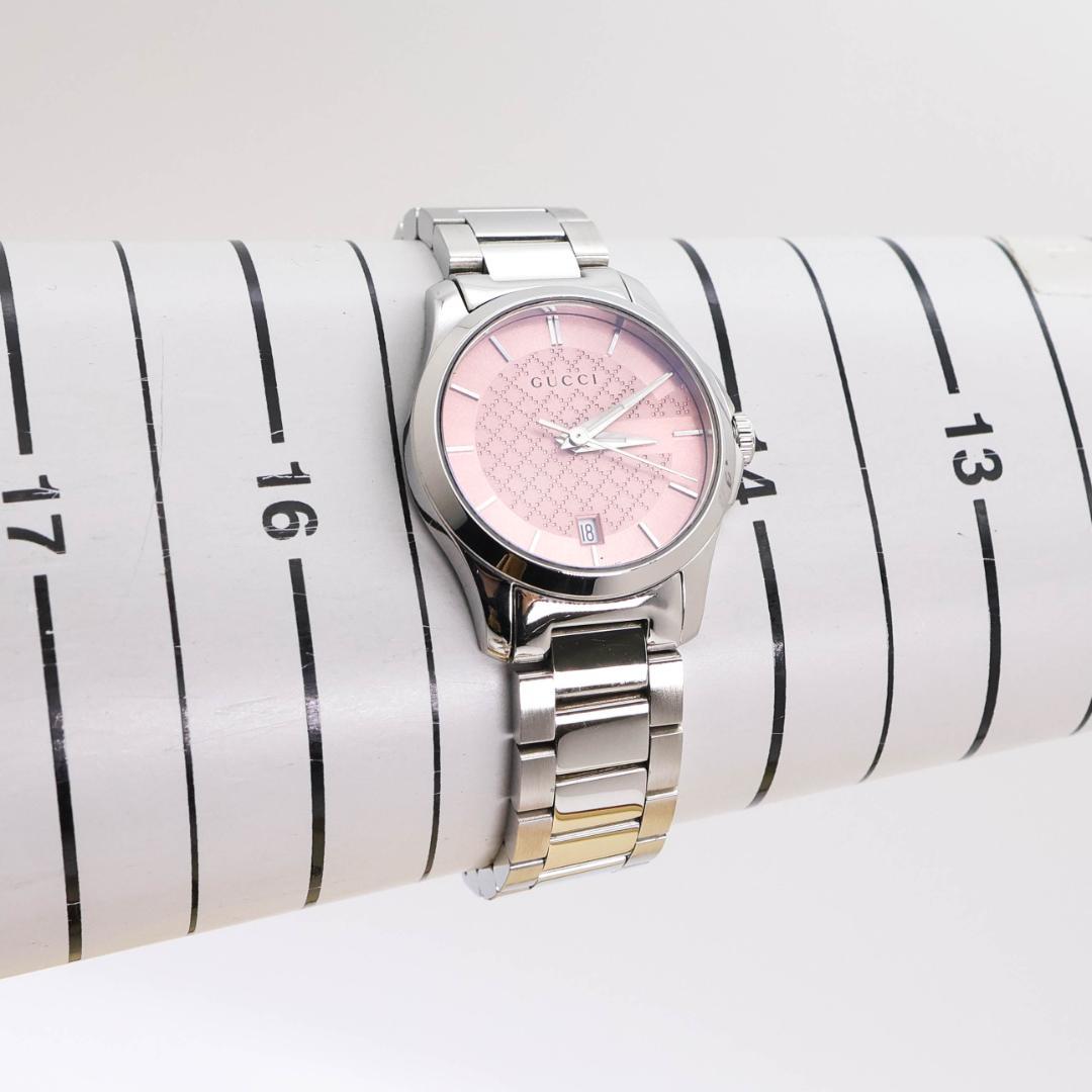 稼働 GUCCI 腕時計 126.5 デイト ピンク ステンレス 2903