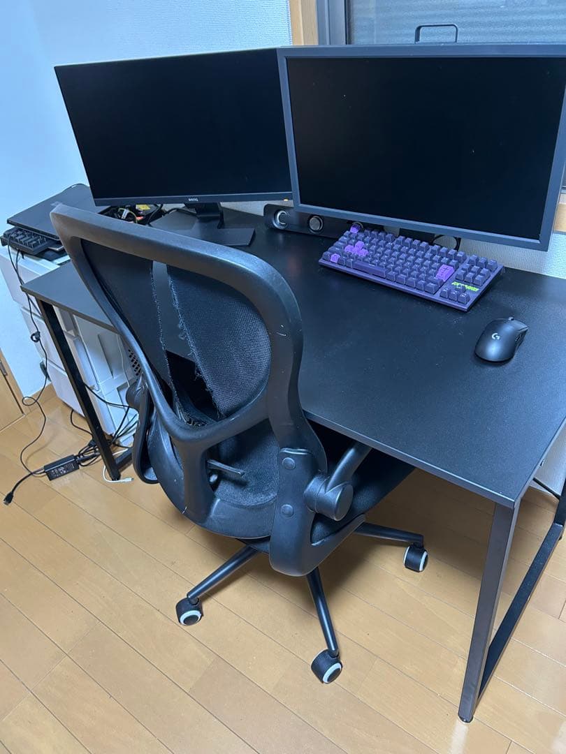 パソコンデスク 幅120 モニターアーム対応 机 チェア　ブラック