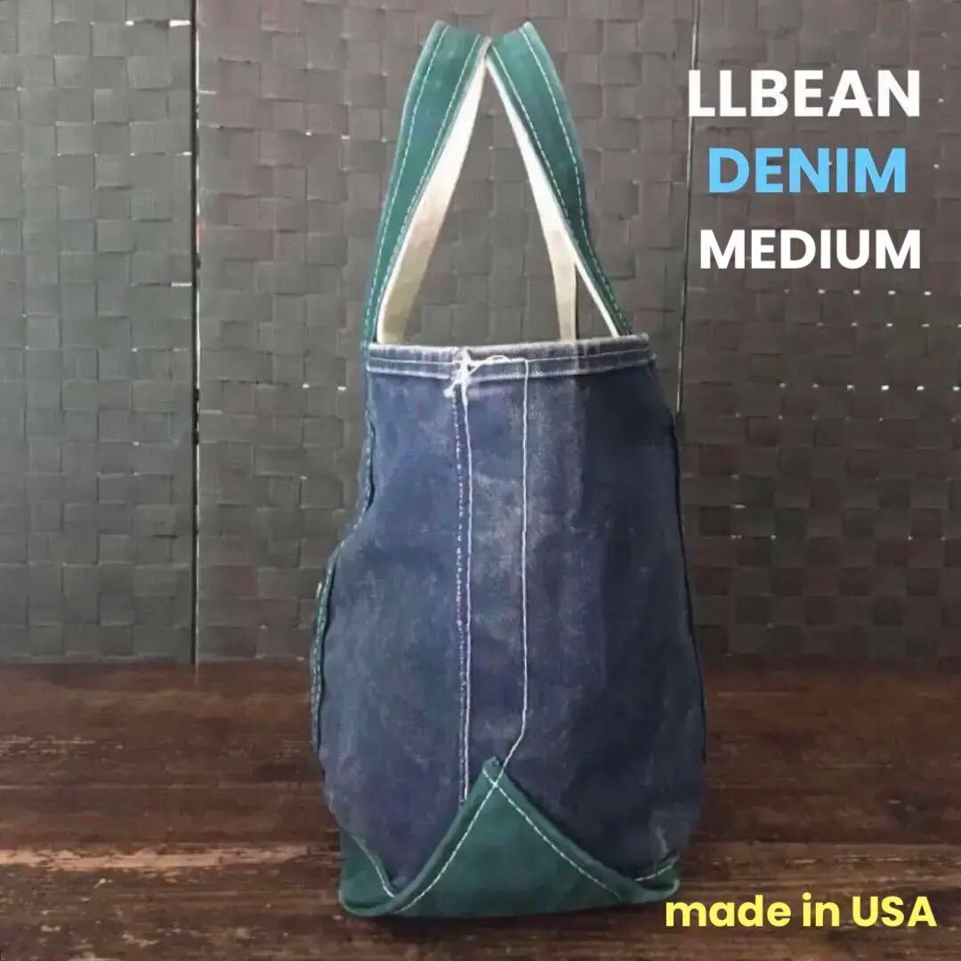 超珍品／LLBEAN／デニム／トート／NAVY／GREEN／80s／希少／旧タグ