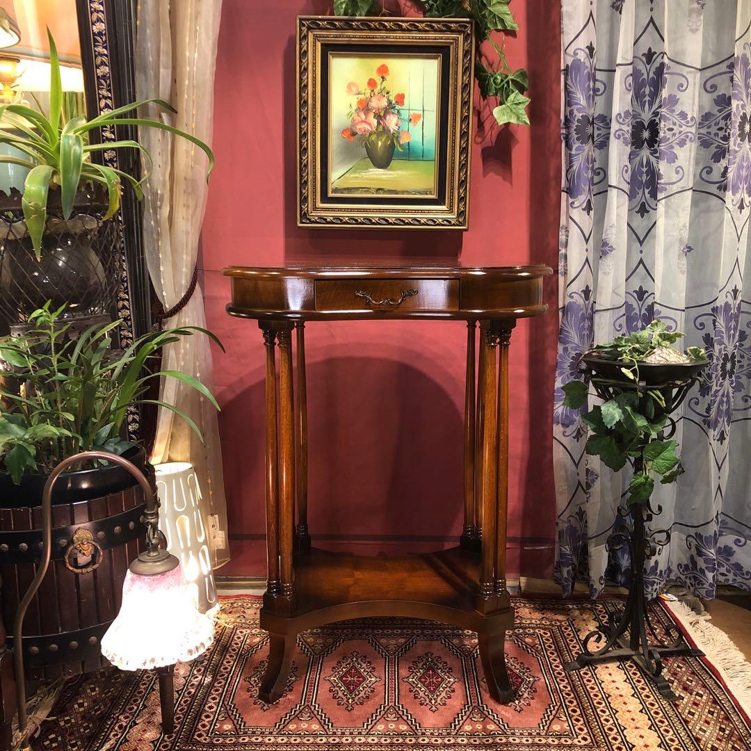 Sale アンティークPT ラウンド　猫脚　　ホールキャビネット