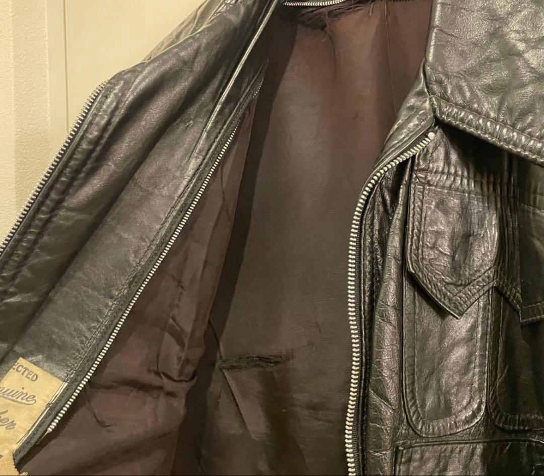 70s ブラック クラフトレザージャケット サイズ40 eastwest