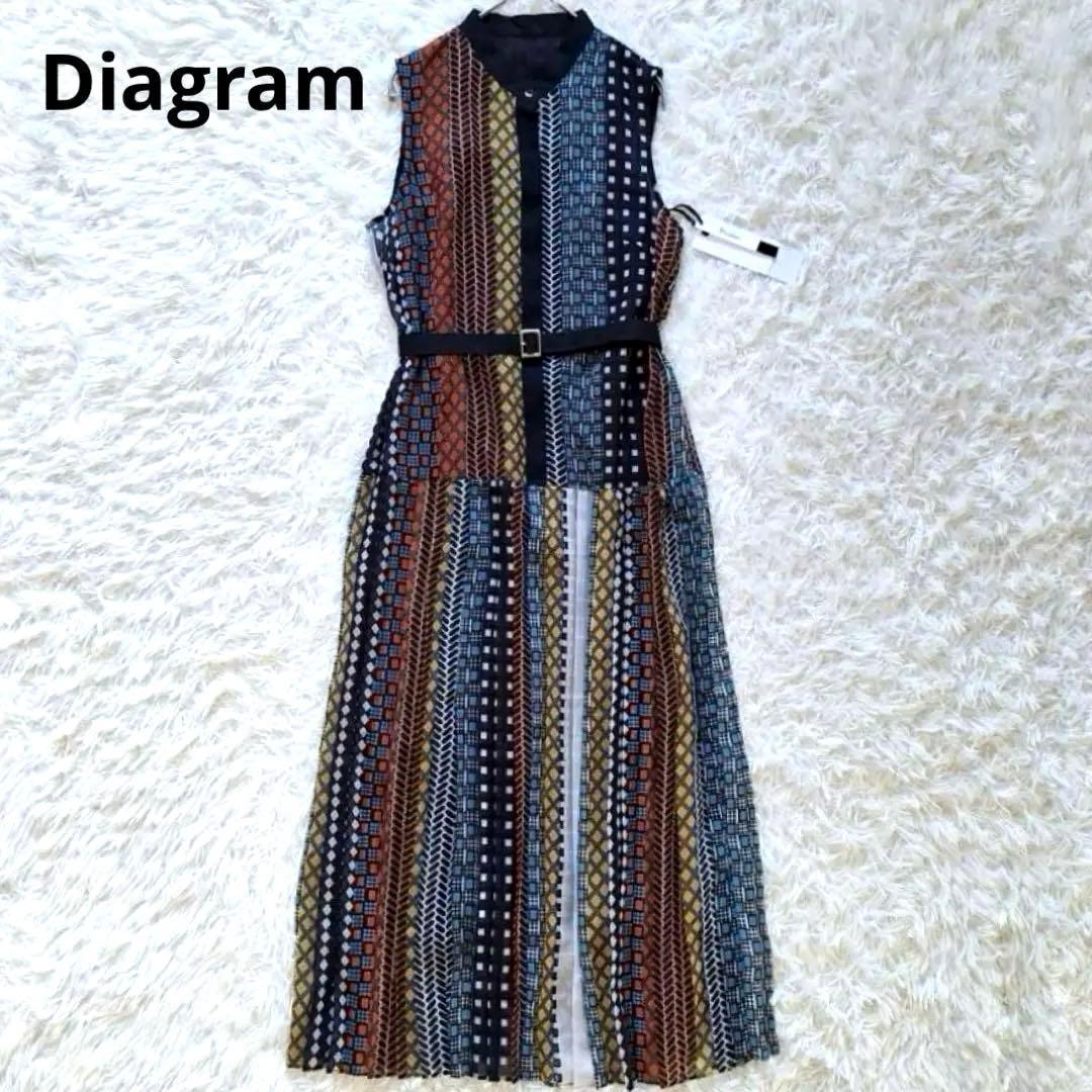 未使用タグ付✨ダイアグラム 23AWマルチストライププリーツワンピース