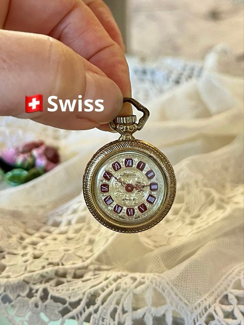 ◆スイスウォッチアンティーク｜小さな懐中時計Aミニペンダント金ゴールドネジ巻き