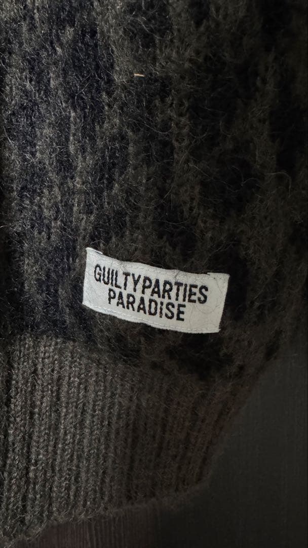 XL【美中古】ワコマリア ヘビーモヘア レオパード カーディガン カーキ