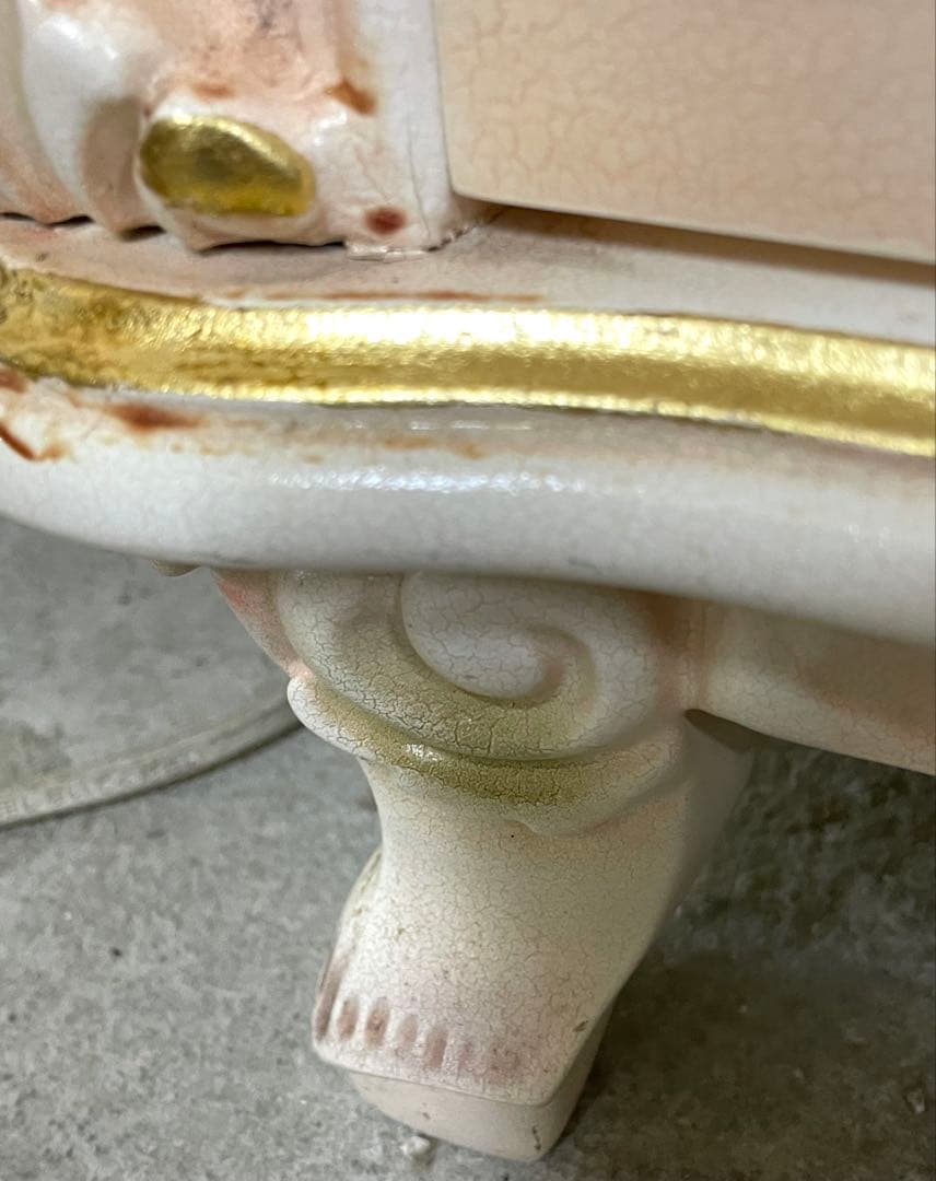 ロココ調 姫家具 花柄 ガラスキャビネット 薄ピンクベージュ 美品