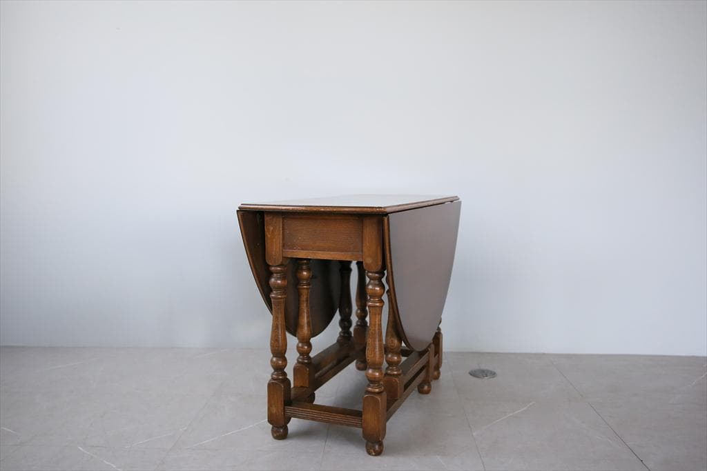 英国アンティーク木製ゲートレッグテーブル/ダイニング机バタフライ(92-7)