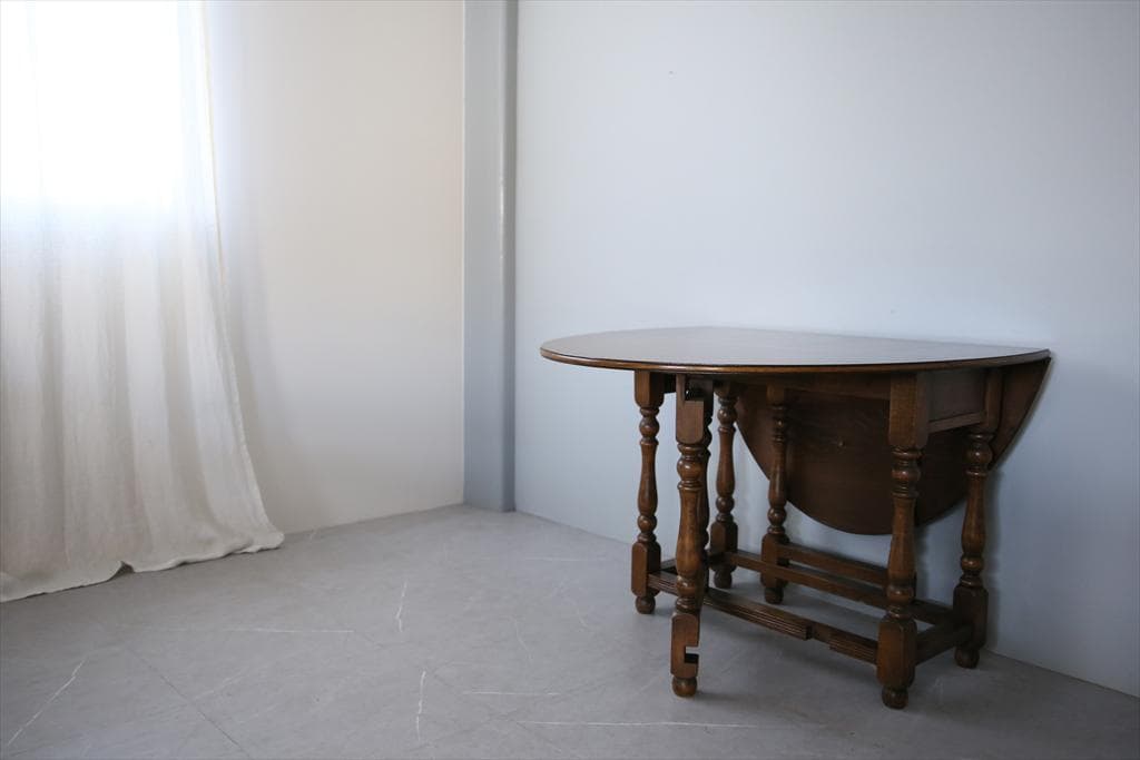 英国アンティーク木製ゲートレッグテーブル/ダイニング机バタフライ(92-7)