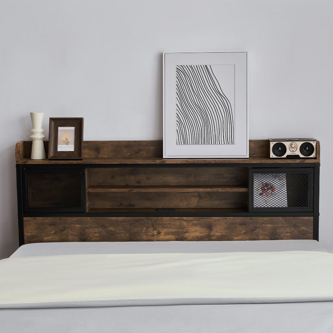 赤字！SD・セミダブル　コンセント付き 宮付き 木 コンセント ベッドフレーム