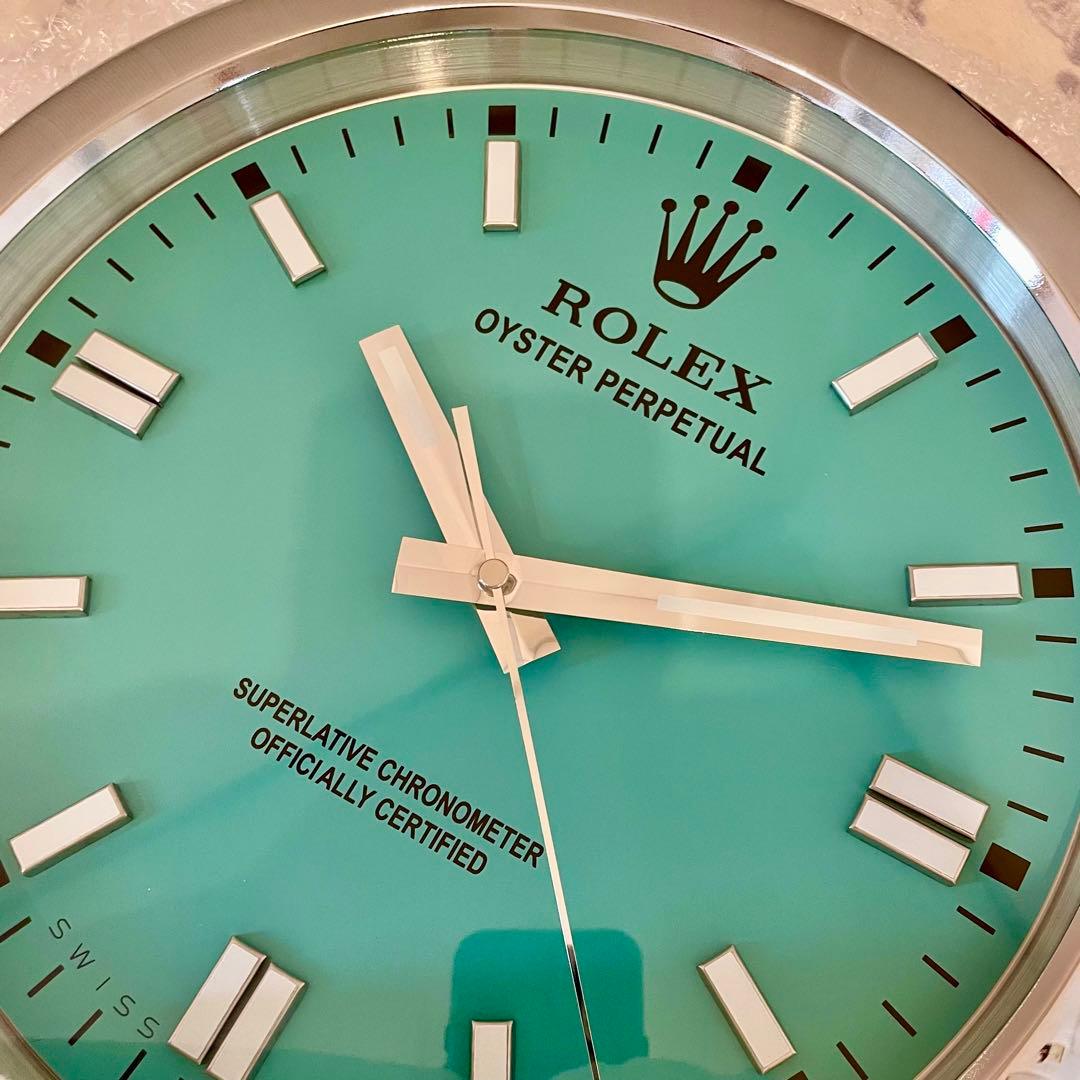 海外販促品 オイスターパーペチュアル ROLEX 掛け時計 ⭐︎美しいTブルー！
