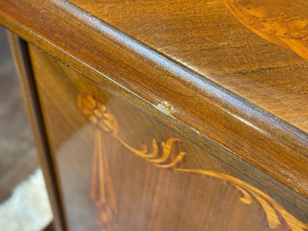 イタリア製　象嵌　猫脚　サイドボード　キャビネット　両開き　チェスト　ygz