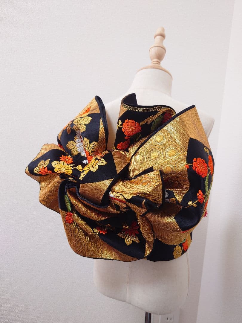 七五三　ハーフ成人式　ジュニア帯　袋帯からの作り帯　1点物　黒金