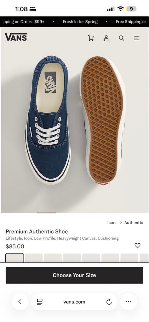 靴 Vans Premium Authentic Navy