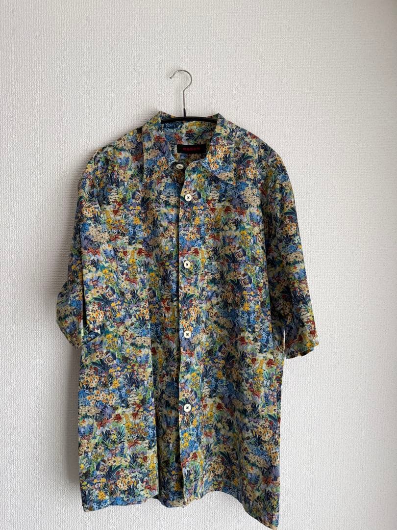 CABaN コットン フラワープリントハーフスリーブシャツ L