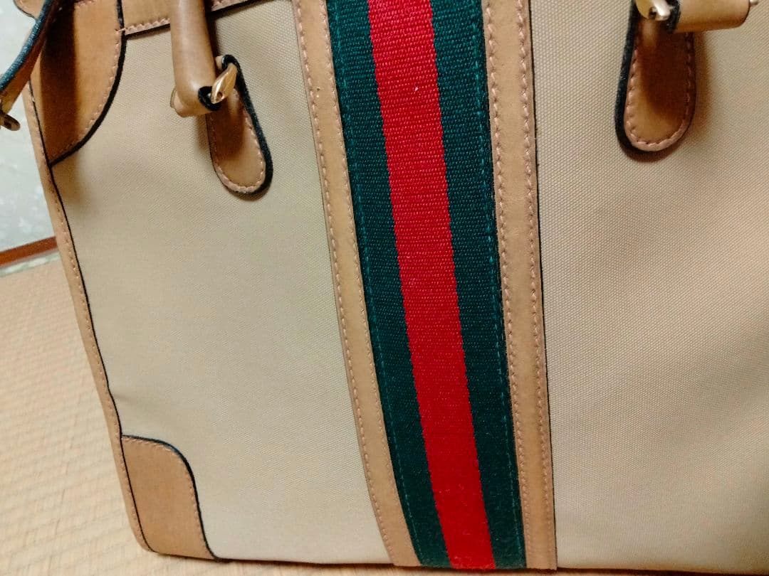 オールド　GUCCI　グッチ　ボストン　バッグ　ハンドバッグ　シェリーライン